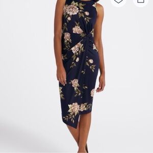 Nine Britton Asymmetrical Navy Floral Dress NWT